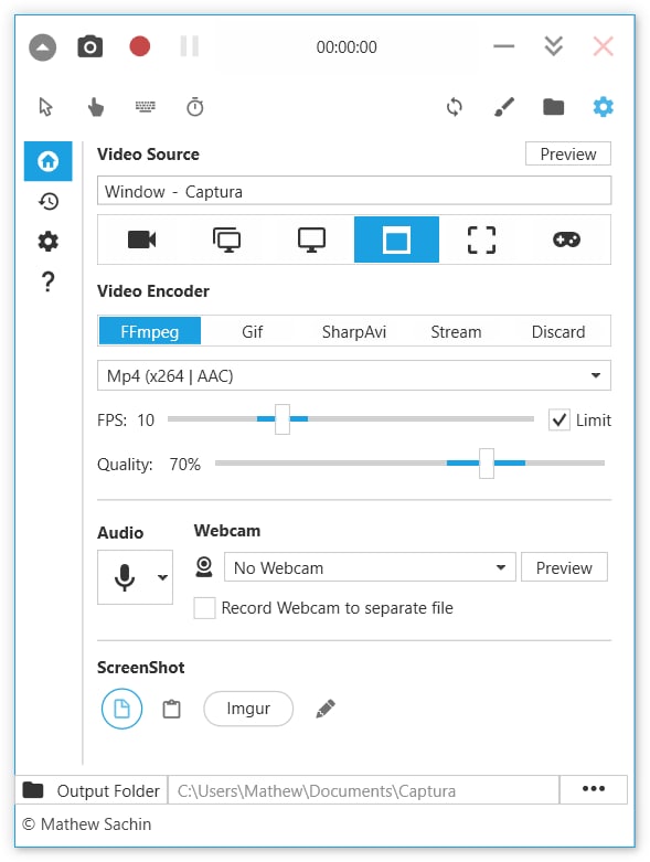 【软件名称】Capture【支持平台】#Windows【软件功能】录屏【软件简介】一款开源免费的电脑录屏软件，支持多种模式的电脑屏幕录制
