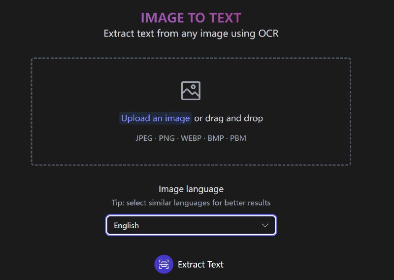【网站名称】Image to Text【网站功能】OCR【网站简介】一款免费的图片转文字在线工具，无需下载直接使用