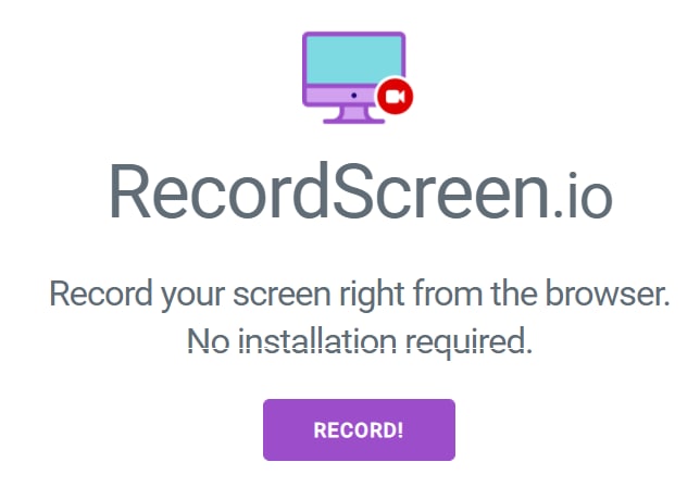 【网站名称】RecordScreen【网站支持】Chrome（其它自测）【网站功能】录屏【网站简介】免费超简录屏网站，无需下载软件，点击“record”后选择“屏幕+摄像头”或“仅屏幕”即可开始录屏