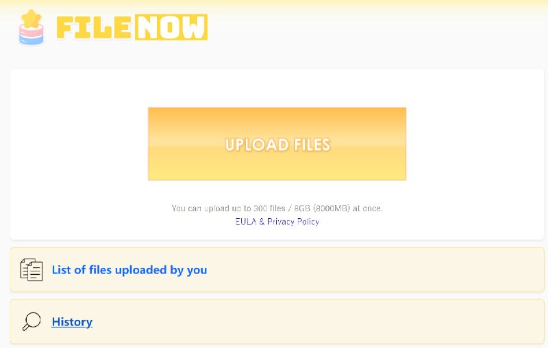 【网站名称】FileNow【网站功能】文件传输【网站简介】一款匿名临时网盘，支持最大上传300个文件、最大8G的文件