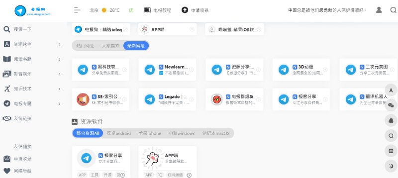 【网站名称】电报狗【网站功能】电报频道群组导航【网站简介】APP喵旗下网站之一，精选收录了一些电报频道与群组，包含资源软件、阅读书籍、影音娱乐、知识技术、电报专属这些分类