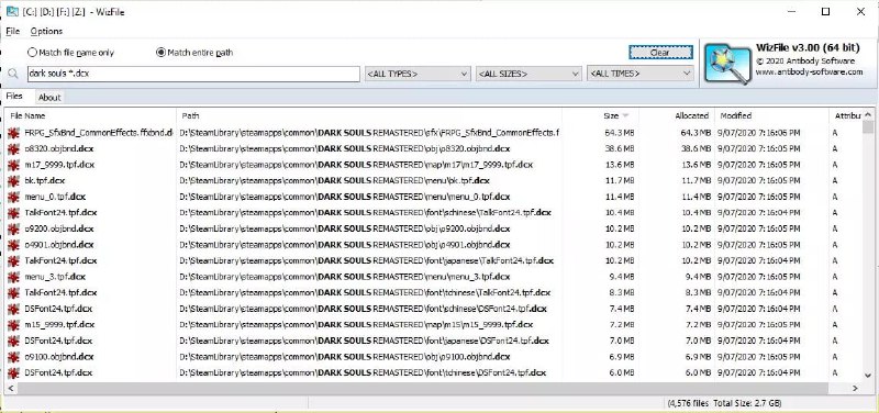 【软件名称】WizFile【支持平台】Windows【软件功能】本地文件搜索引擎【软件简介】WizFile是一个完全免费的小软件，体积只有4M多，支持运行在所有常见的windows操作系统上，默认就提供简体中文界面，官方也直接提供绿色版