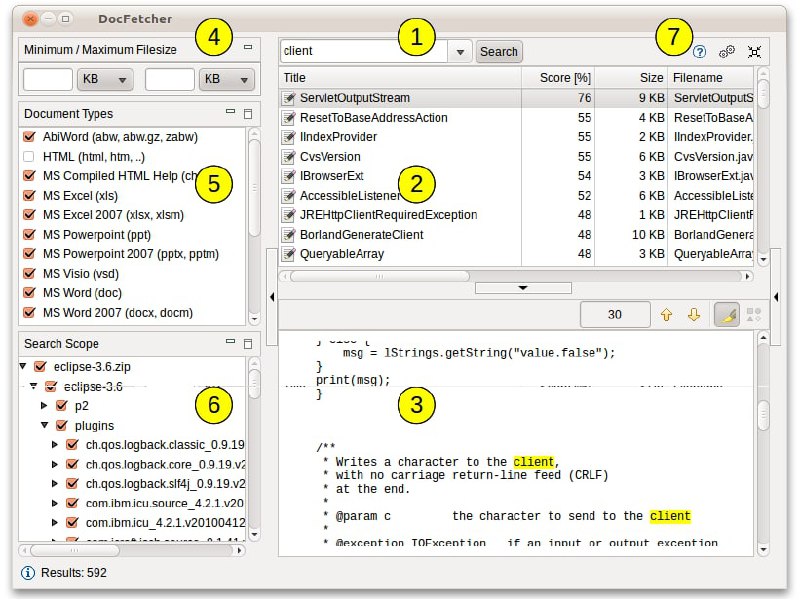 【软件名称】DocFetcher【软件支持】Windows、macOS、Linux【软件功能】文件快速搜索【软件简介】该软件不同于本地搜索软件everything与listary，该软件不止可以按文件名搜索文件，还可以在特定文件夹按照文件里面的关键字来搜索出该文件，并可预览