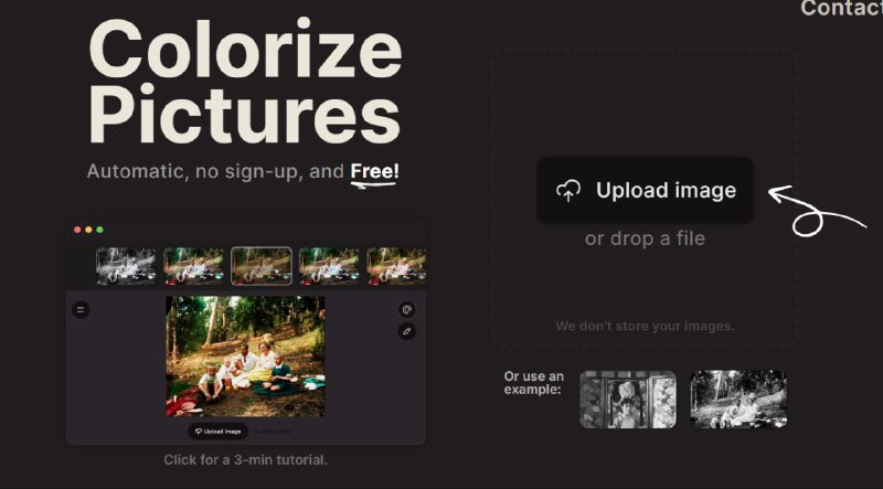 【网站名称】Palette【网站功能】黑白照片上色【网站简介】利用AI技术自动更黑白照片上色，网站中有3分钟的教学视频