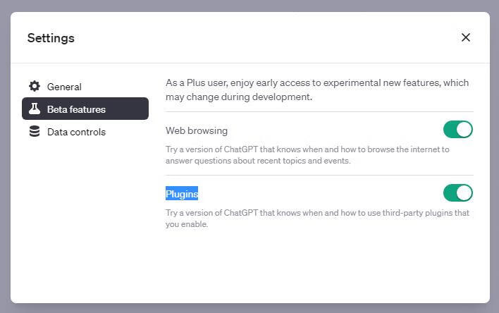 ChatGPT Plus用户可以使用ChatGPT Plugins和Web Browsing功能了