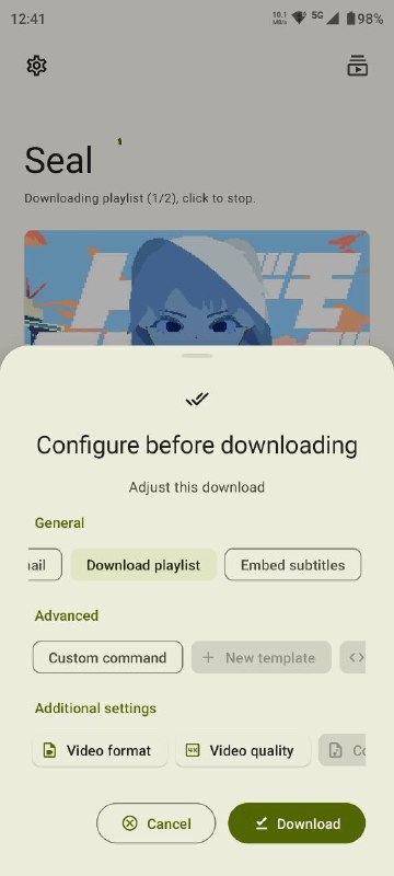 【软件名称】Seal【软件功能】视频嗅探下载【支持平台】#Android【软件简介】Seal 是一款简单的开源 Android 在线视频下载器、音频提取器，内嵌 yt-dlp 与 aria2c，支持封面、字幕、播放列表等功能，Material Design 3 设计风格