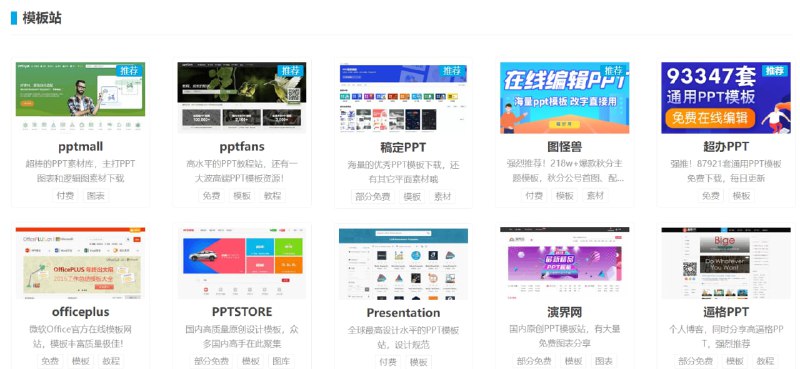 【网站名称】HiPPTER【网站功能】PPT资源导航【网站简介】一款PPT资源导航网站，网站收录了非常多的提供PPT模板的网站，每个网站下都有标准是免费还是部分免费还是收费