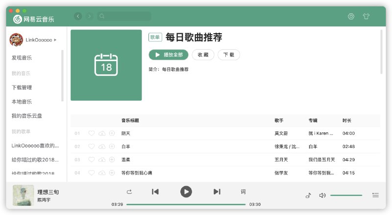 【软件名称】Radishes 【支持平台】Windows、macOS【软件功能】免费听歌下载歌【软件简介】Radishes 是一款跨平台的无版权音乐平台，界面表现和功能参考 windows 网易云音乐界面，可以在这里试听和下载“灰色”歌曲