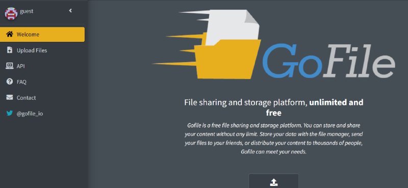 【网站名称】GoFile【网站功能】临时网盘【网站简介】GoFile 是一个完全免费的档案分享平台，支援所有格式，图片、音乐、影片都行，档案会上传到他们的伺服器，无论上传还是下载，你都能获得最高速度