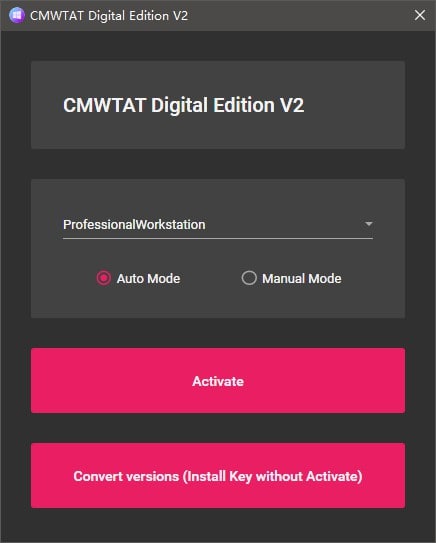 【软件名称】CMWTAT_Digital_Edition【软件功能】系统激活【支持平台】#Windows【软件简介】一款使用CSharp编写的 Windows 10 和 Windows 11 数字权利激活工具