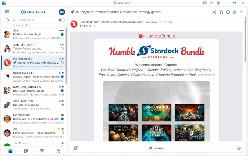 【软件名称】BlueMail【软件支持】Windows、iOS、Android、Linux、amazon【软件功能】Blue Mail 是一个邮件服务器，让你通过一个单独的应用，进入所有的收件箱